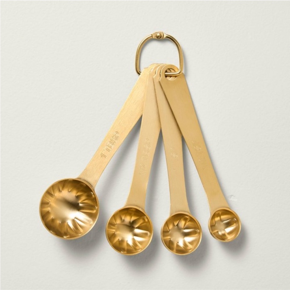 Hearth & Hand Magnolia 4pc Stainless Steel Measuring Spoons Vintage Brass Finish
